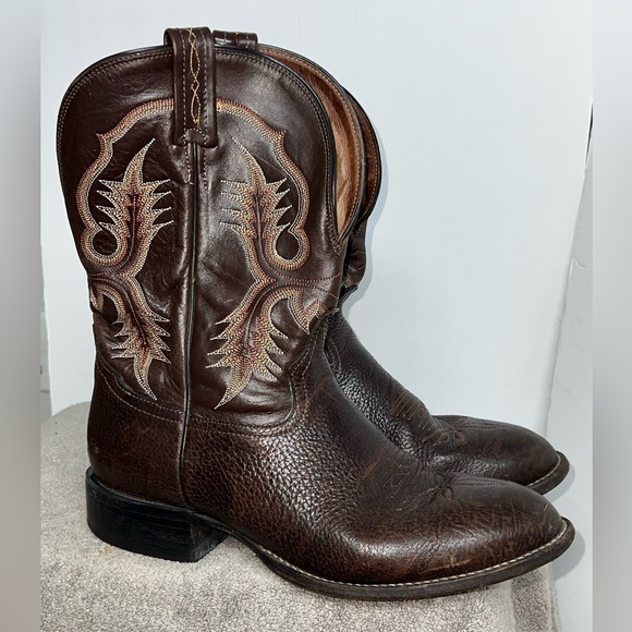 TONY LAMA SHRUNKEN SHOULDER Brown Leather Roper Cowboy Boots #CT2032 MEN'S 11 D - Picture 1 of 13